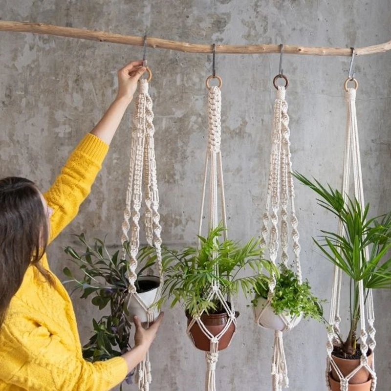 Handmade Macrame Plant Holder 100% Cotton Various Styles Flower Pot Hanger Hanging Basket For Wall Decorantion Courtyard Garden