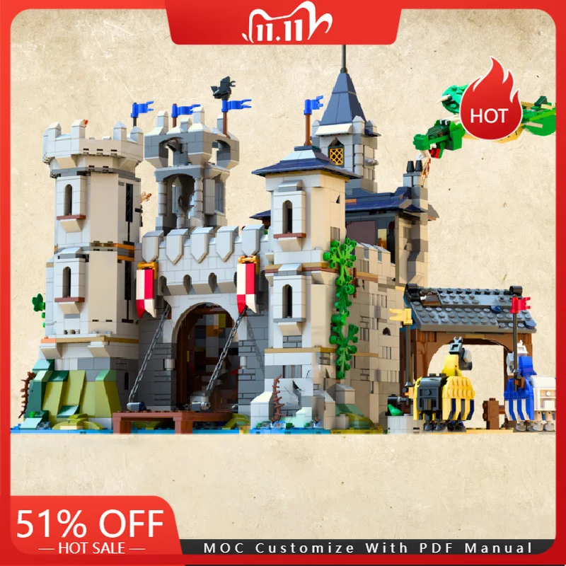 

2625 PCS MOC Medieval Exquisite Luxury Castle Modular Model Building Blocks DIY Sets Assembly Bricks Toys Kids Christmas Gifts