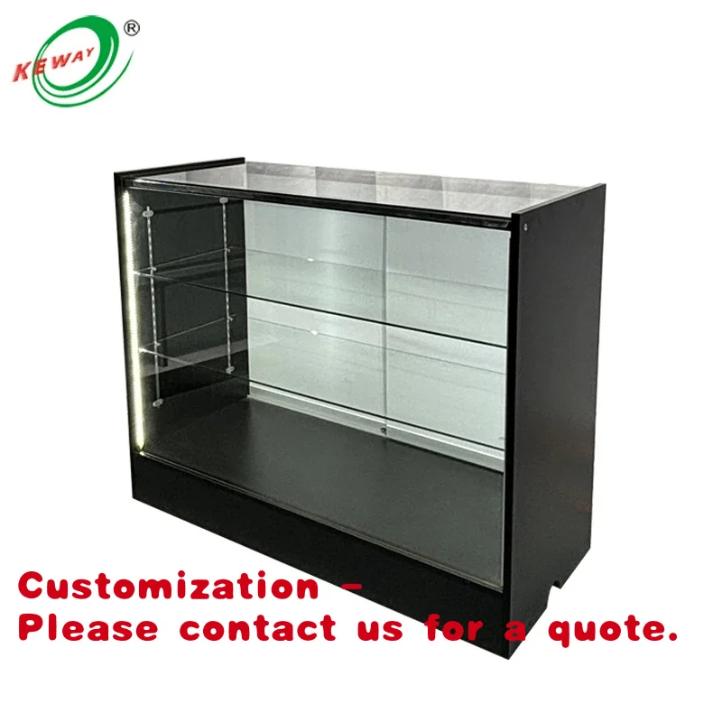 

Customize.48 Inch Full MDF Board Display LED Light Cabinet Jewelry Retail Shop Frameless Tempered Glass Showcase Kew