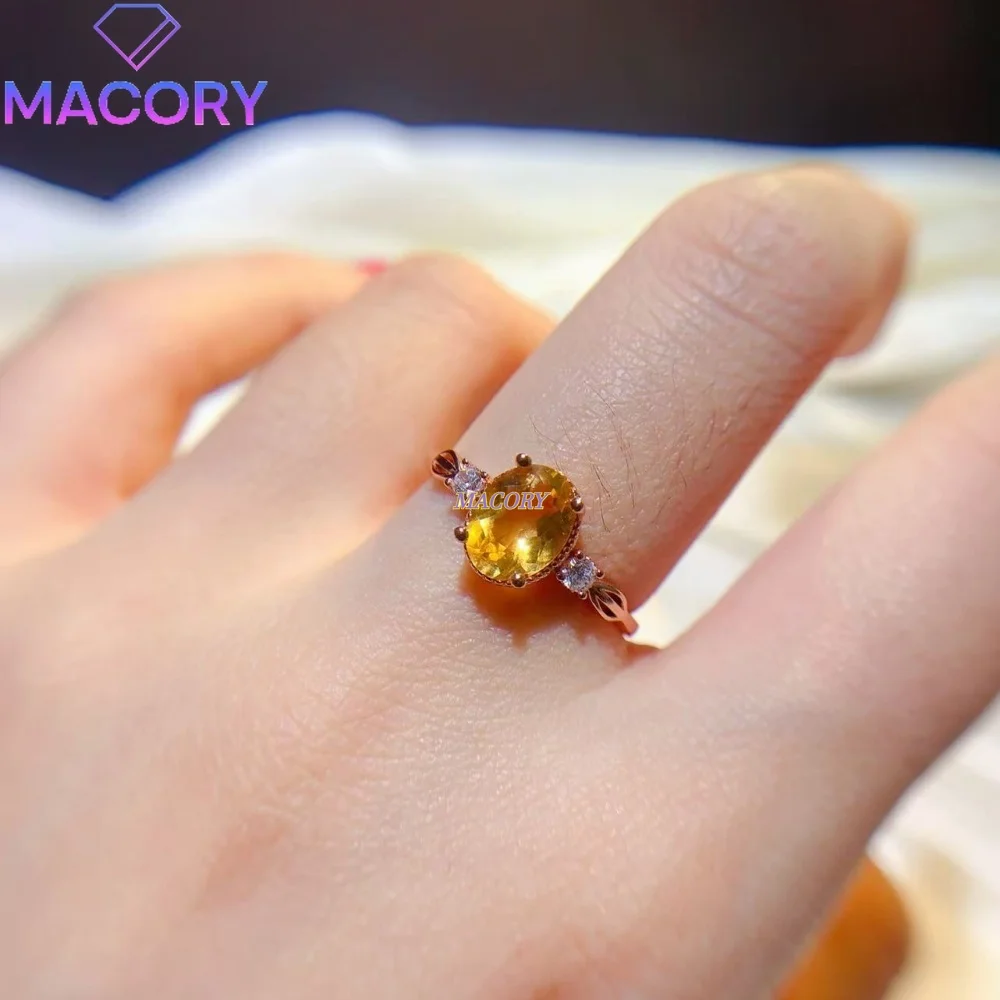 S925 sterling silver Citrine ring delicate craftsmanship classic and simple design eye-catching accent for everyday wear