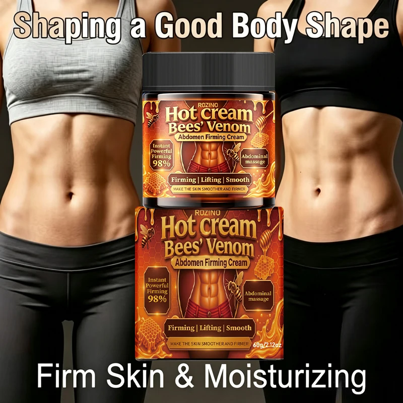 60g Bee Venom Abdominal Skin Firming Moisturizing Cream/Hot Cream/Body Lotion, Tightens the Abdomen, Natural Ingredients, Hypoallergenic, Deeply Moisturizing, Suitable for Various Problems Such as Sagging, Dry Skin, and Is Suitable for Arms, Abdomen, Buttocks, Inner Thighs, and the Entire Body, Unisex