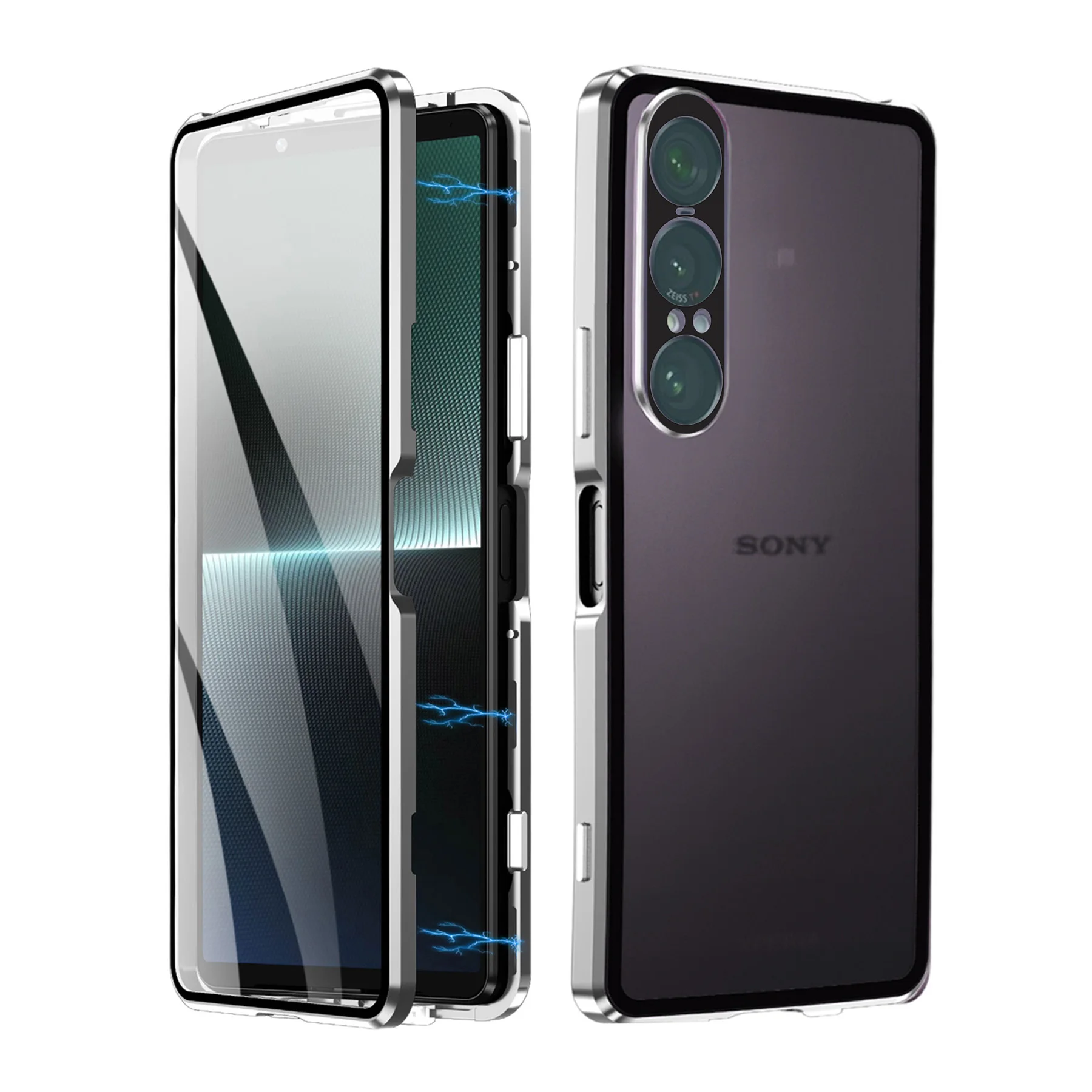 

For Sony Xperia 1 VII Metal Frame Double Sided Glass Magnetic Phone Case For Sony Xperia1 VI VII Camera Lens Cover