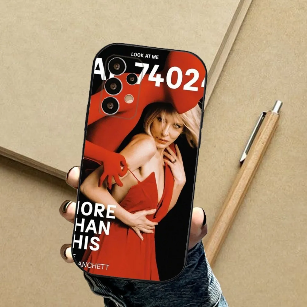 Cate Blanchett etui na telefon Samsung S24,23,23,22,30,21,10,9,Note20 Ultra,Lite,Ultra,5G,Plus,FE, czarne miękkie etui