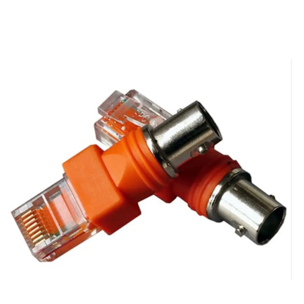 Durable Orange Barrel Coupler Cable Connector Coaxial Chassis Panel RJ45 To RF Connectors BNC Female To RJ45 Male Adapter
