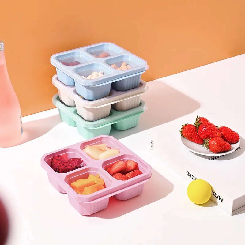 1 Layer Stackable Multi-color  straw Lunch  Integrated Snack Containers Cardboard food tray Meal prep Cake container Bento box