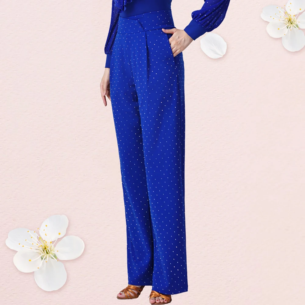 

Брюки для латиноамериканских танцев Slim-Fit: красные, с высокой талией, черные, женские, синие, со стразами, для самбы, спортивные