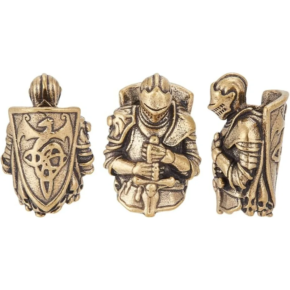 

3Pcs Knight Lanyard Beads EDC Charm Beads Brass European Spacers Bronze Large Hole for EDC Tools Tactical Lanyards