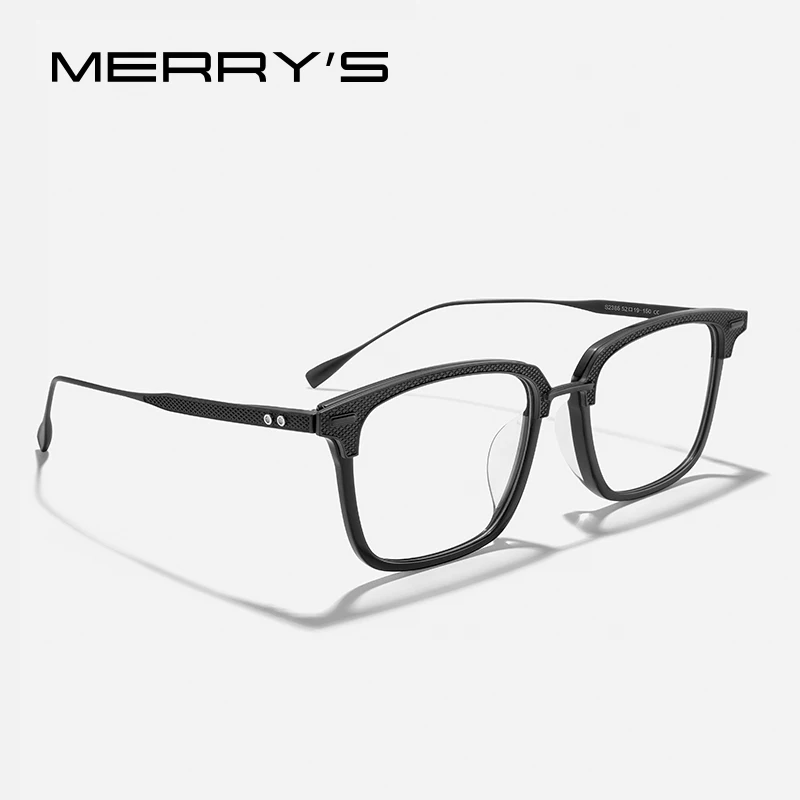 

MERRYS DESIGN Pure Titanium Glasses Frame Men Classic Prescription Square Eyeglasses Myopia Optical Eyewear S2385