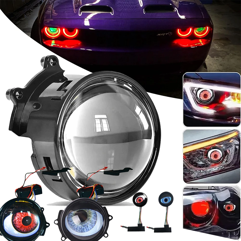 12V Remote Control Eyes Dynamic Devil Eyes LED Car Lights 3 Inch Retrofit Kits Headlight Assembly Auto Accessories Bi Led Lenses