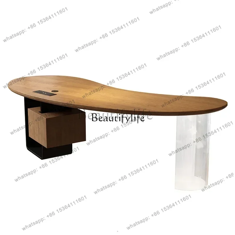 

yj7 Solid wood computer desk boss desk office workbench home desk medium antique high sense