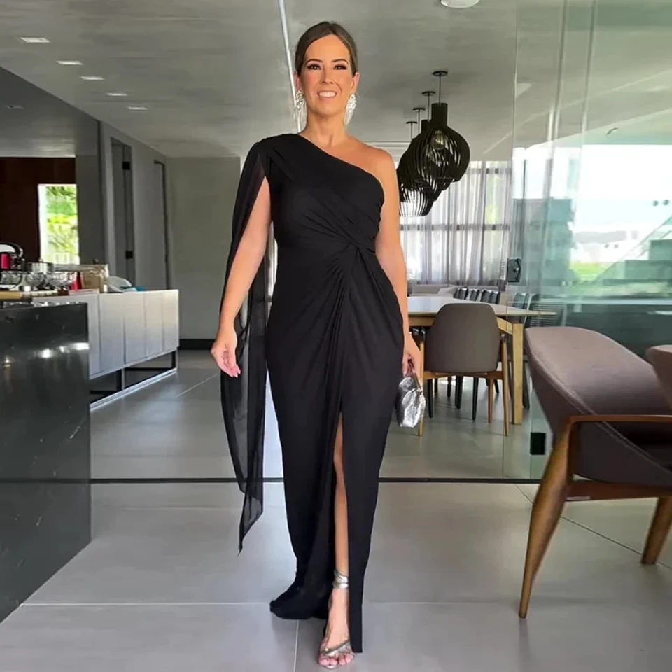 

2025 Summer New Women's Clothing Light Mature Style Solid Color Fashion Raglan Sleeve Slit Dress