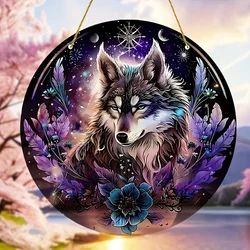 Mysterious Wolf Window Hanging Sun Catcher,Acrylic Plaque Sun Catcher,Wolf Gift,Gift for Mom,Family,Outdoor,Garden,Party Decor