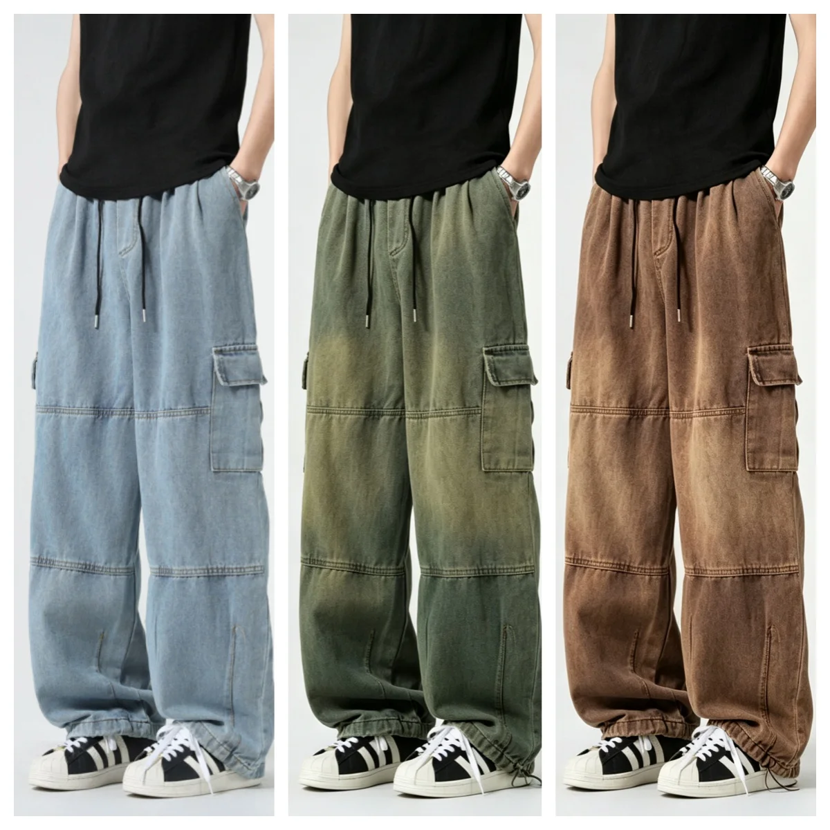 Y2k Cityboy Baggy Cargo Jeans Trousers Men Casual Wide Leg Jogging Pants Oversize Vintage Straight Loose Work Pants Soft Comfort