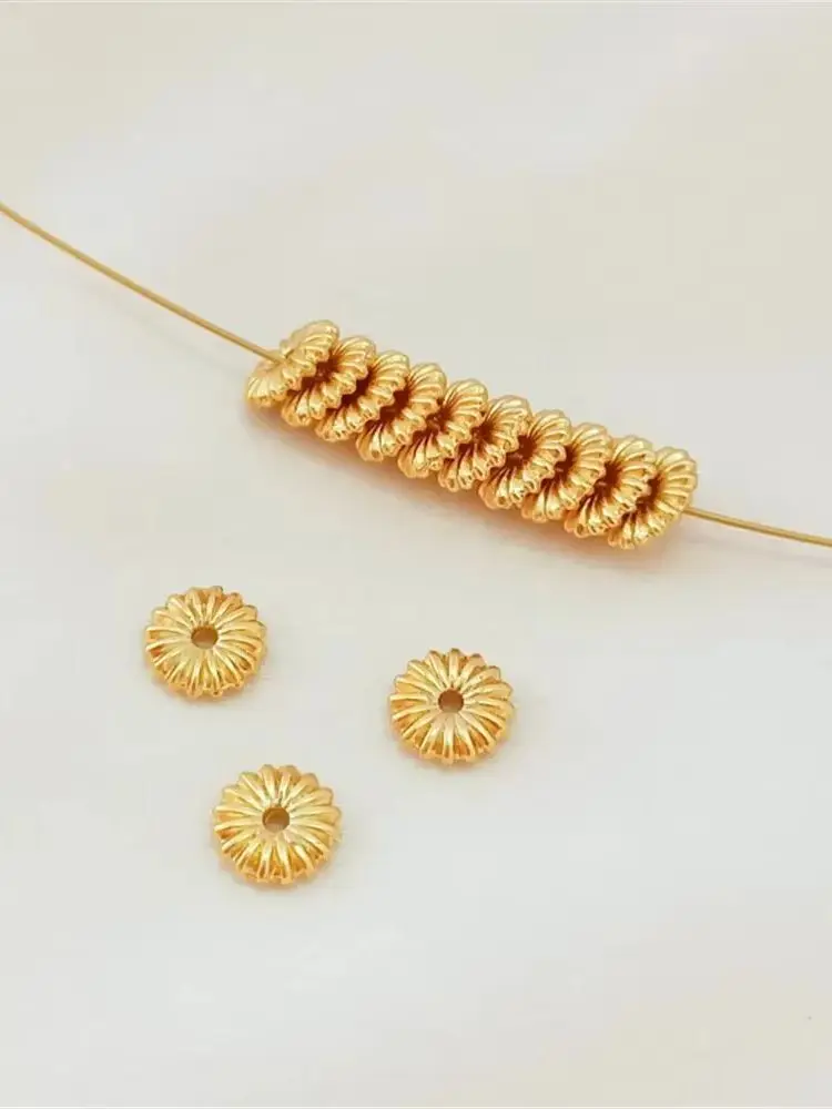 Antique Gold Pumpkin Spacer Beads 10mm round Bracelet DIY Handmade Sand Gold Bulk Accessory