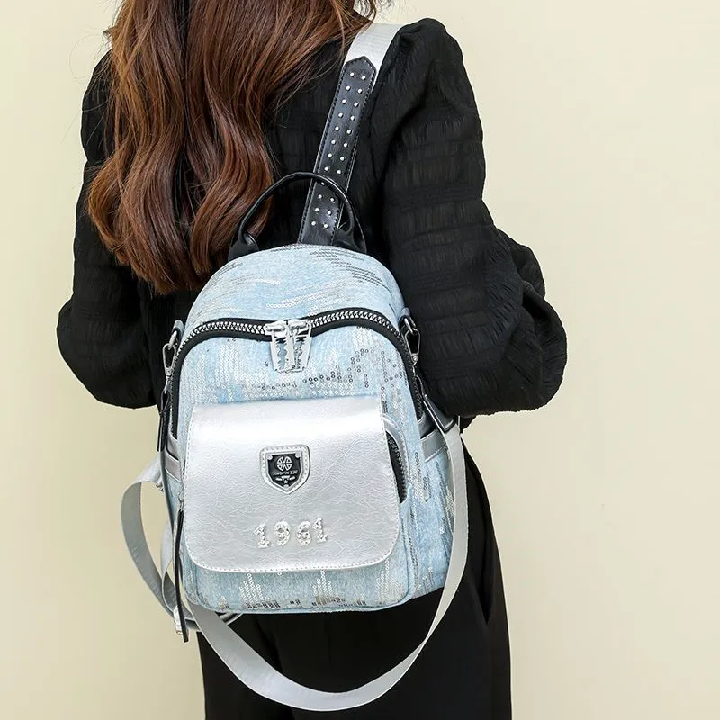 Harajuku Brief Pailletten Rucksack Frauen Mode Patchwork Große Kapazität Daypack Damen Hot Girl Y2k Ästhetischen Mochilas Mujer Neue