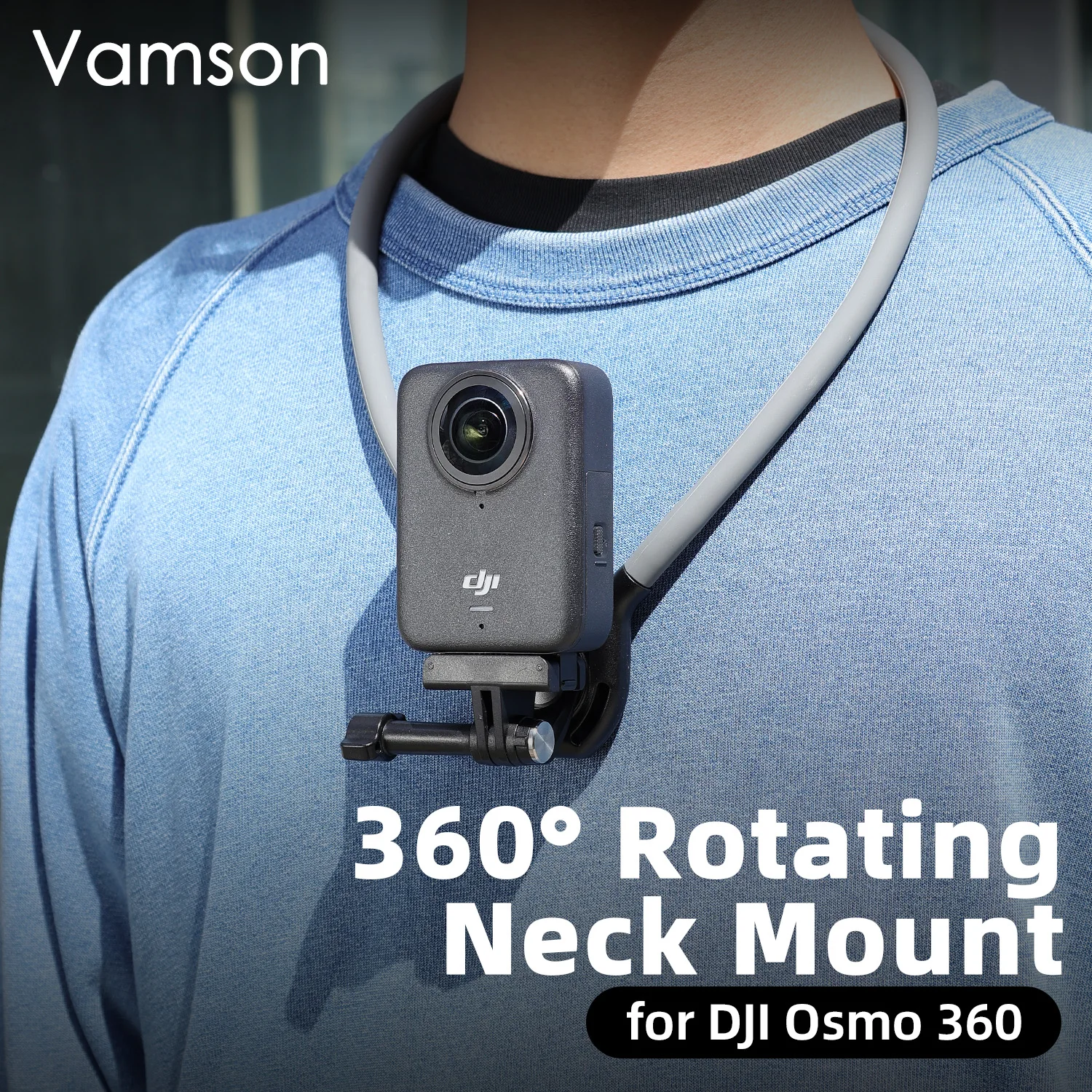 

Vamson Neck Mount for DJI Osmo 360 360° Rotating Silicone Holder Hands-Free POV Chest Mount Panoramic Action Camera Accessory