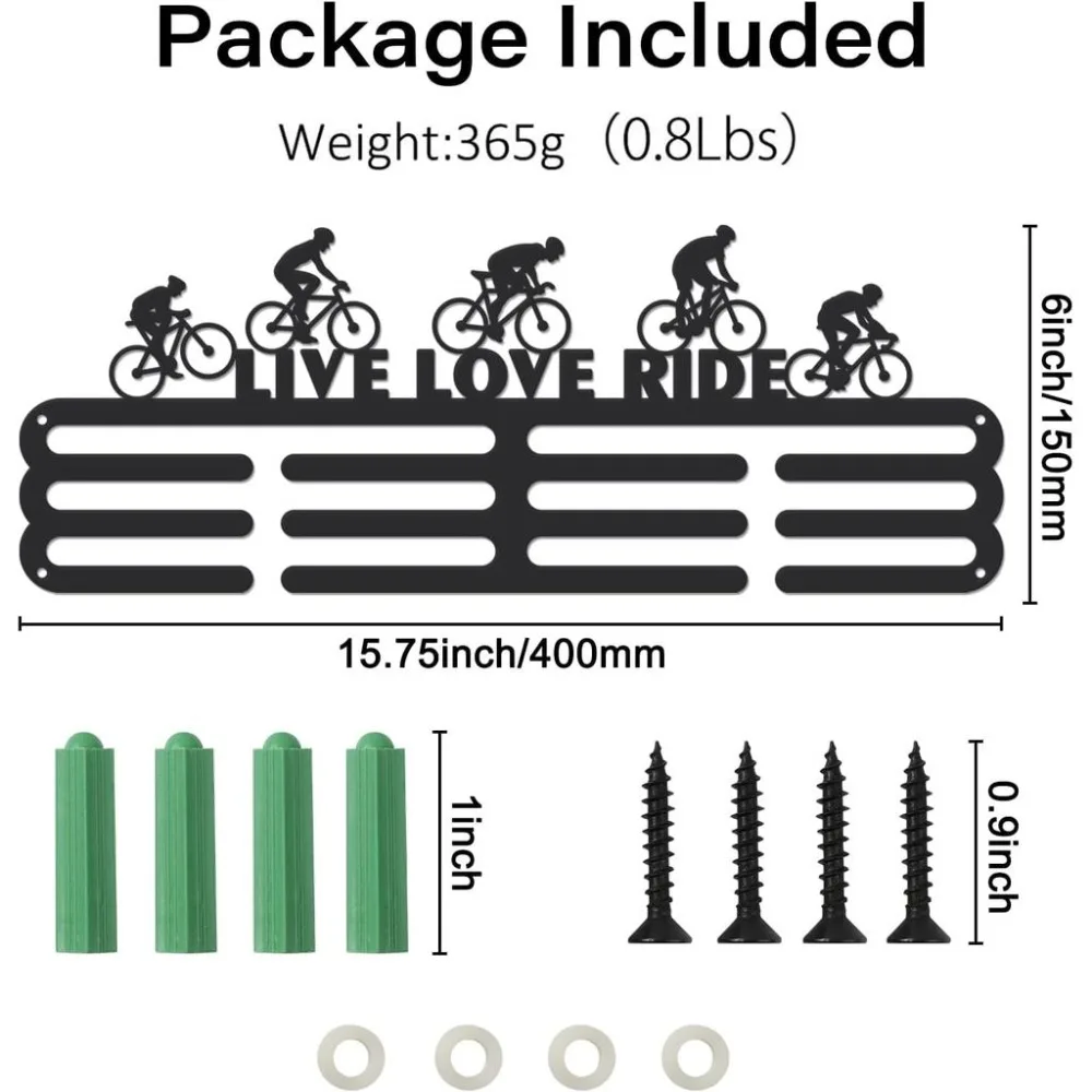Bicycles Medal Hanger Display Live Love Ride Sports Award Metal Holder Rack Iron Medal Rack Organizer Ribbon Wall Mounted Race