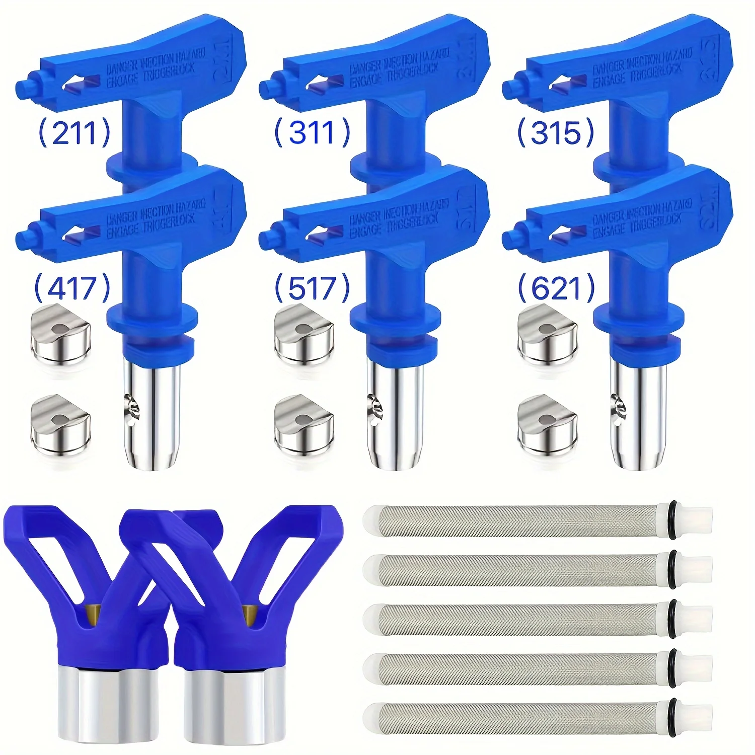 13pcs Spray Tips, Sprayer Tip Guard Nozzle Seat Replacement,  and Spray Gun Filter for Airless Paint Spray Guns