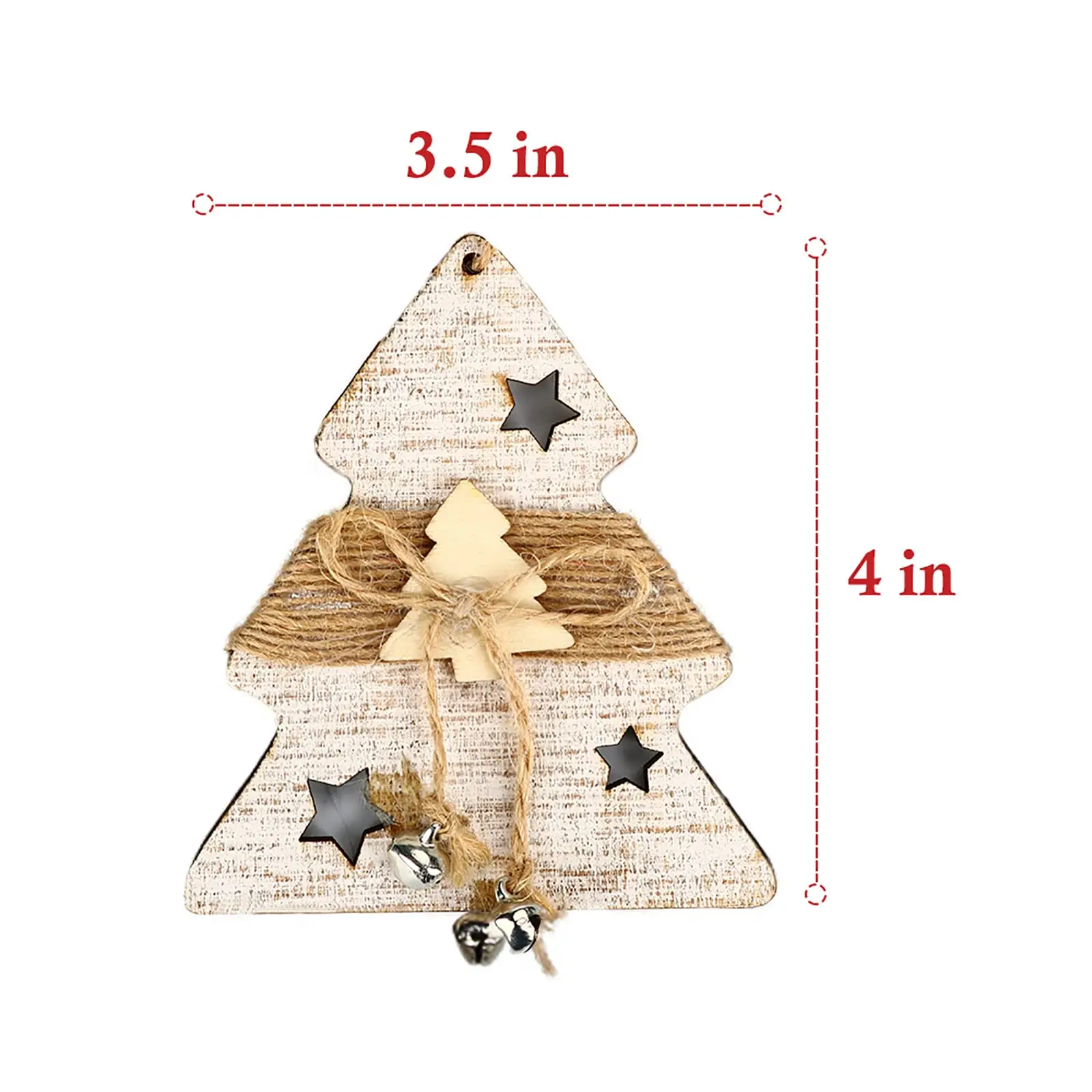 12 pcs Christmas Tree Ornaments Decorations with Drawstrings, 6 Style Wooden Christmas Ornaments, for DIY Crafts, New Year decor