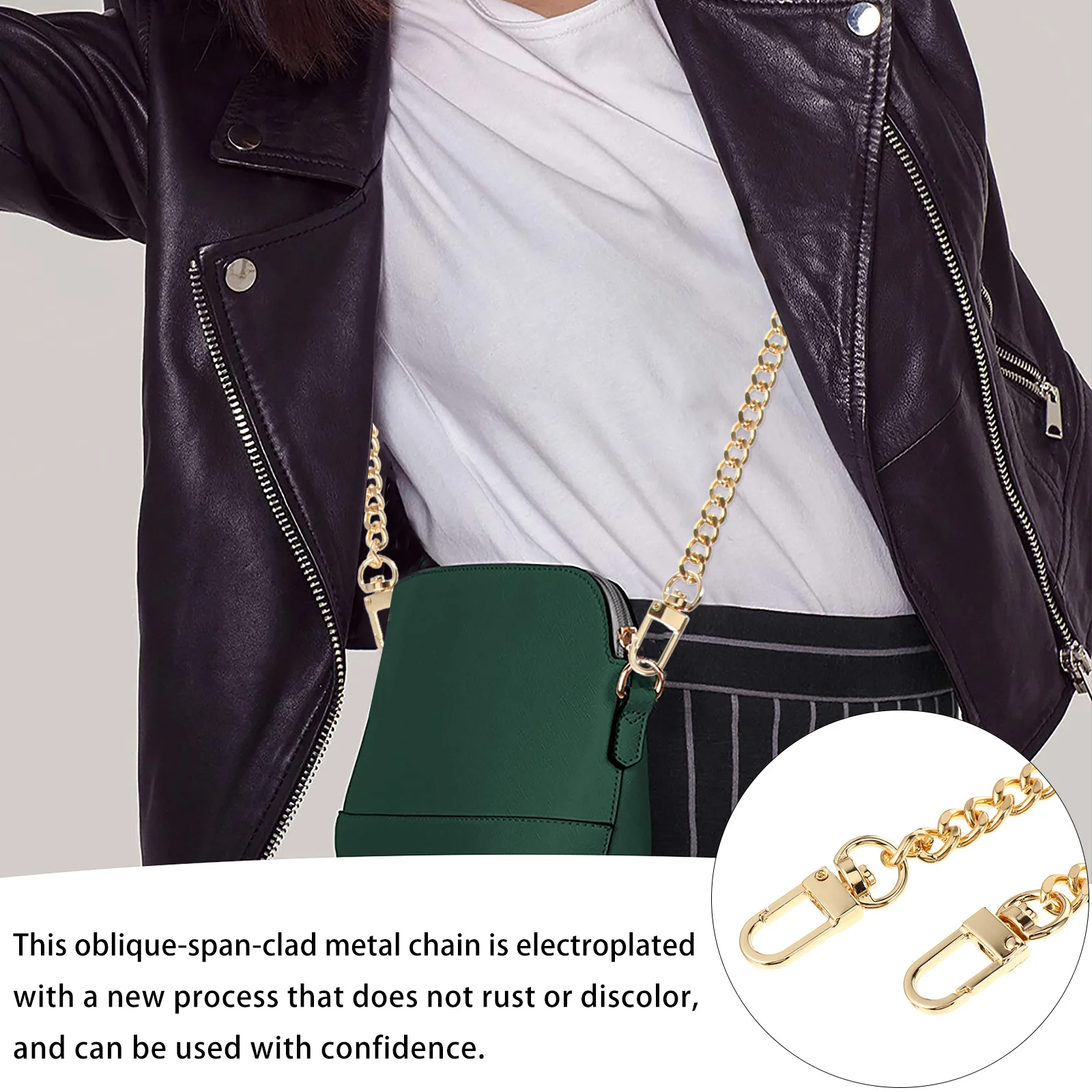 

1Pcs 120Cm Stylish Metal Chain Strap Replacement for Handbag Cross Body Bag Purse Decoration Portable Lightweight Use