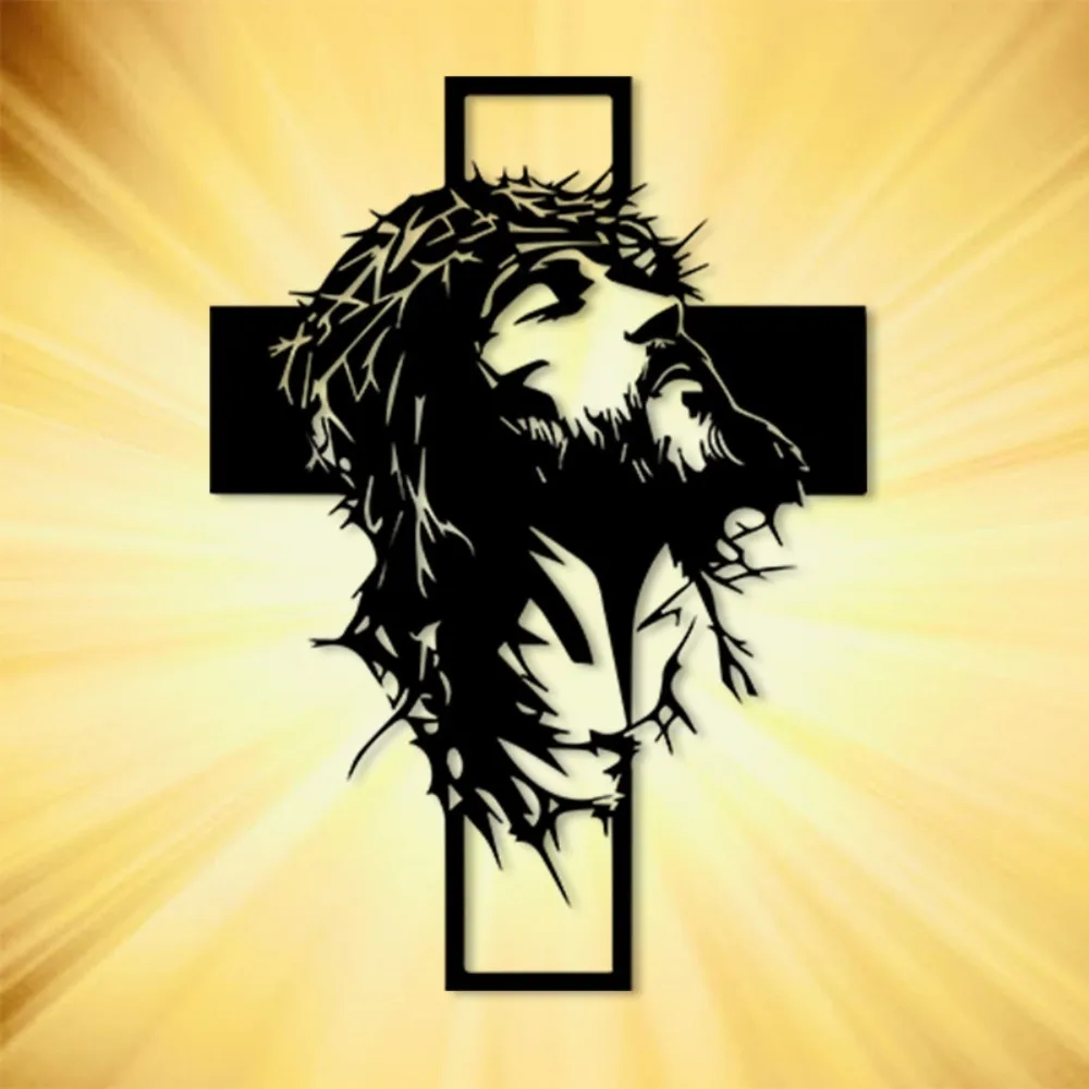 Décoration murale en métal en forme de croix de Jésus, symbole chrétien, pour église, salle de prière, statue murale durable