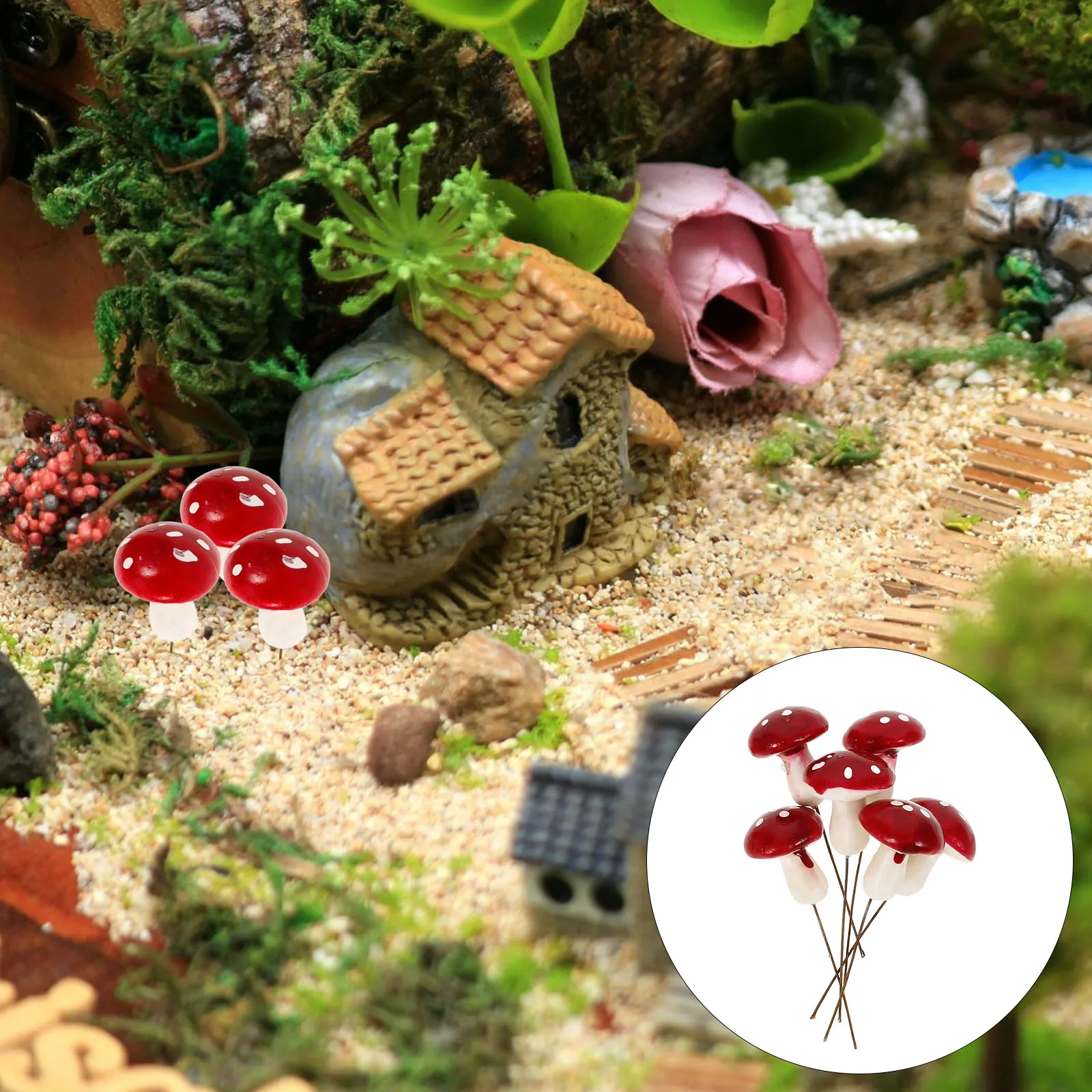 12 pezzi 32MM decorazioni per prato esterno inserto per palo da giardino cortile fungo segno schiume artigianato accessori realistici fai da te
