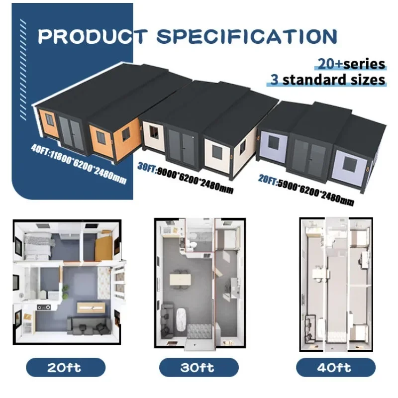 Factory Container House Removable Folding Container House Detachable Export Custom Design Modern Tiny Home with Solar Panel