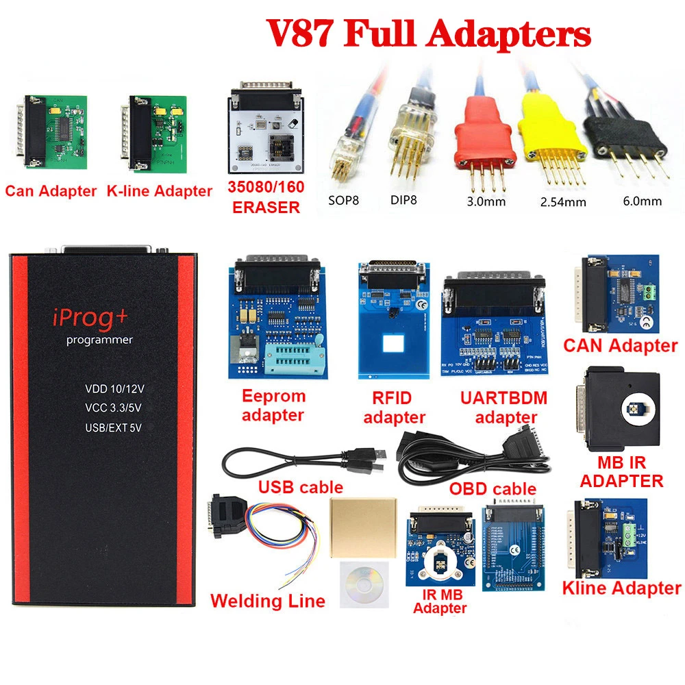 

Iprog Pro V87 с полными адаптерами, автоматический ECU ключевой программатор, замена инструмента Carprog/Digiprg