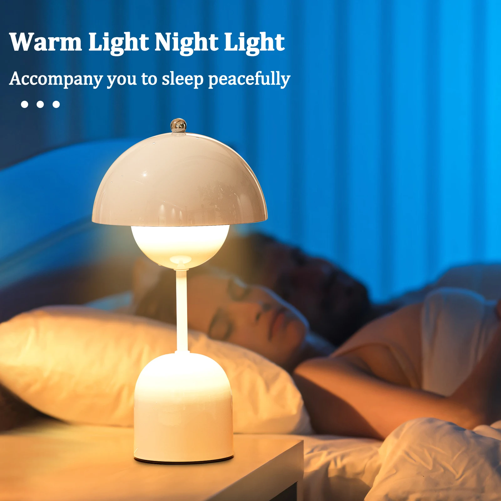 USB充電式キノコテーブルランプ三色調光屋内照明器具LED花のつぼみテーブルランプ屋内装飾ランプ