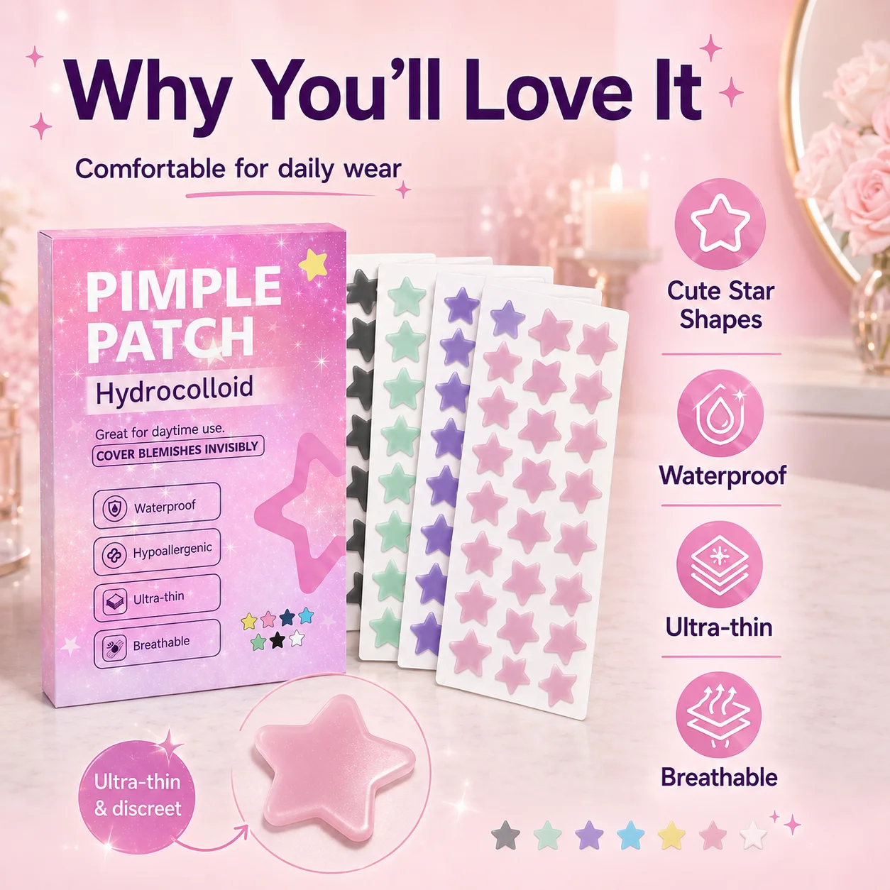 280/560/840/1400PCS Hydrocollo - Hydrocolloid Acne Patch ulasan dan harga