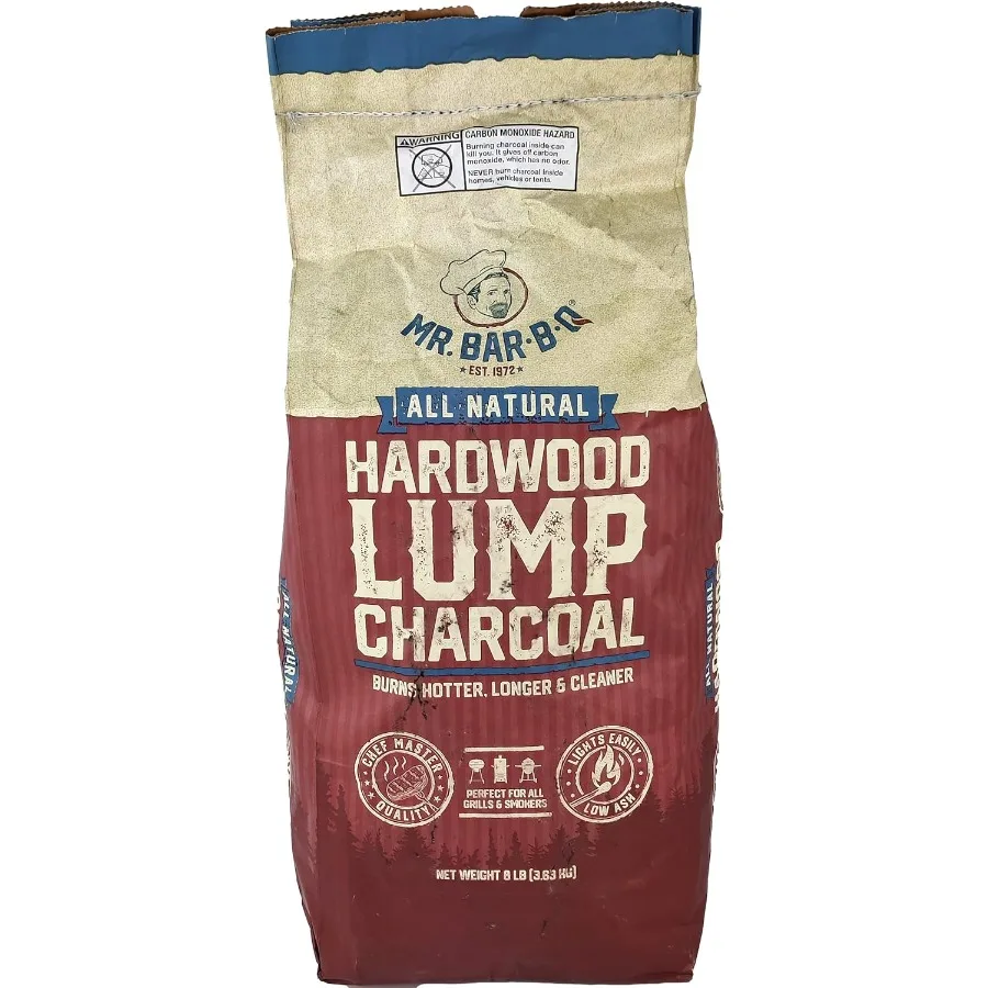 

8 LB All Natural Hardwood Lump Charcoal for Grilling BBQ Smoking Kamado Kettle Grills Premium Charcoal Burns Hotter and Longer