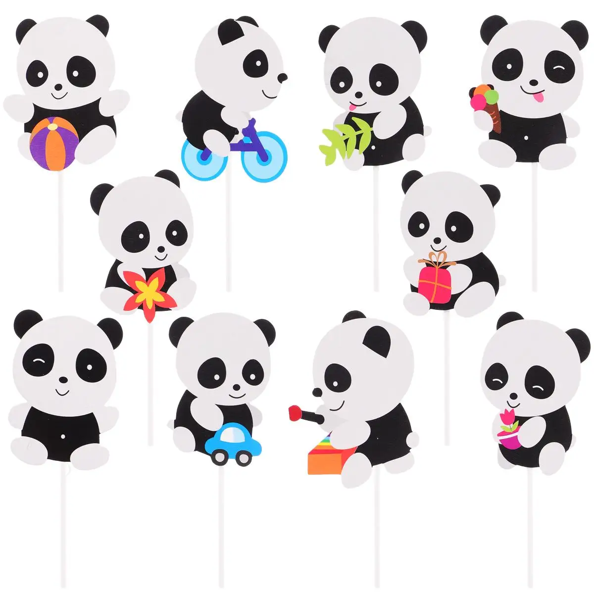 

30 Pcs Panda Cake Toppers Giant Fruit Inserts Birthday Supplies Creative Dessert Flags Cupcake Cards