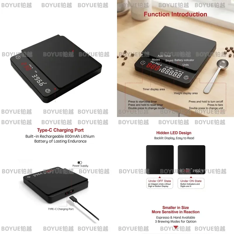 for KC200 Smart Portable Digital Kitchen Scale 0.1g Accuracy for Cafe Hotel Outdoor RV Use