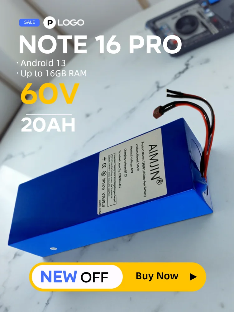 

16S5P 18650 Li-ion Battery Pack 2026 Latest Version, 60V 20Ah BMS Protected Replacement for 2000W E-Scooter Electric Bicycle