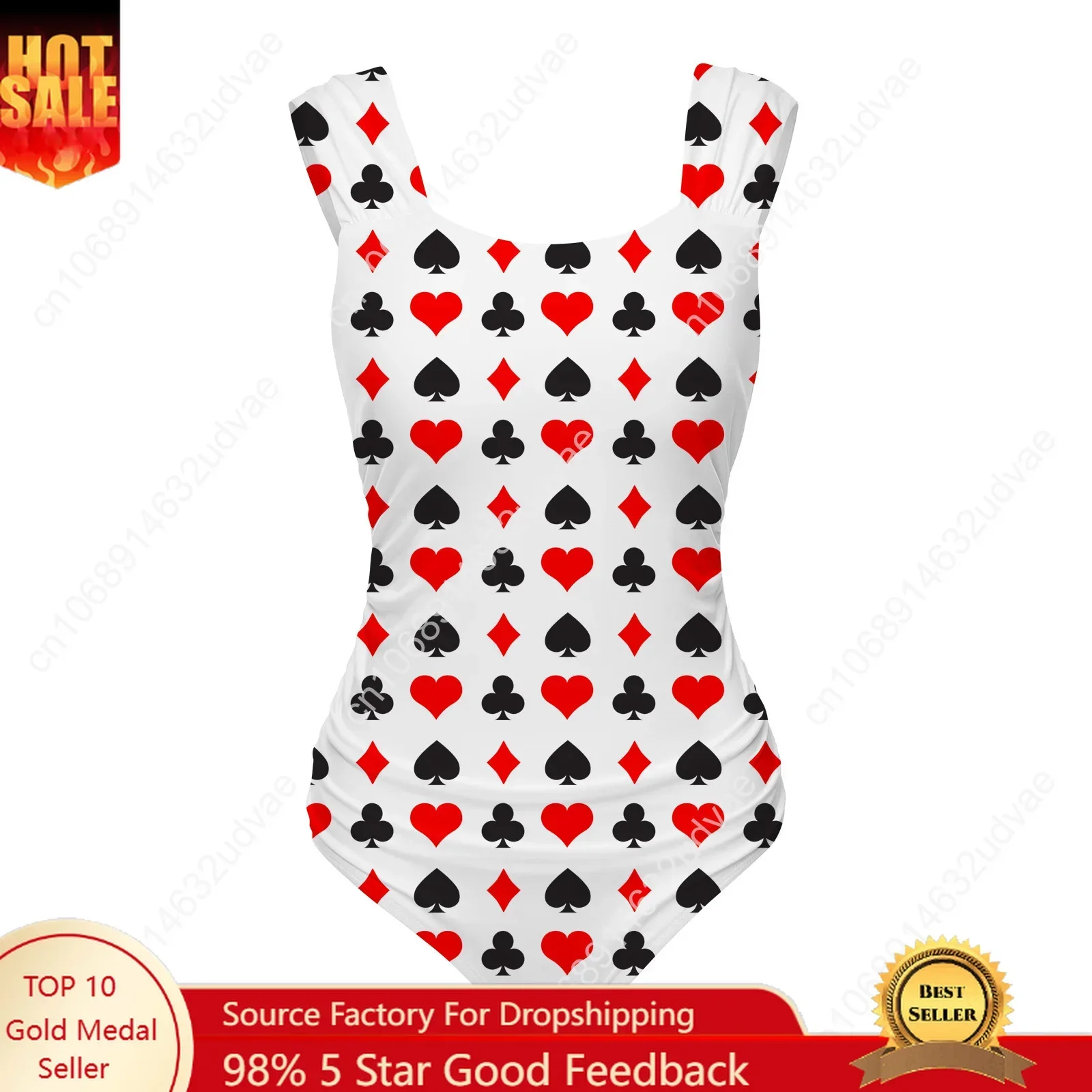 Playing Cards  Swimsuit Wide Strap Women Bathing Suits Personalized Swimwear Pool Party Sexy Bikini Customize Beachwear