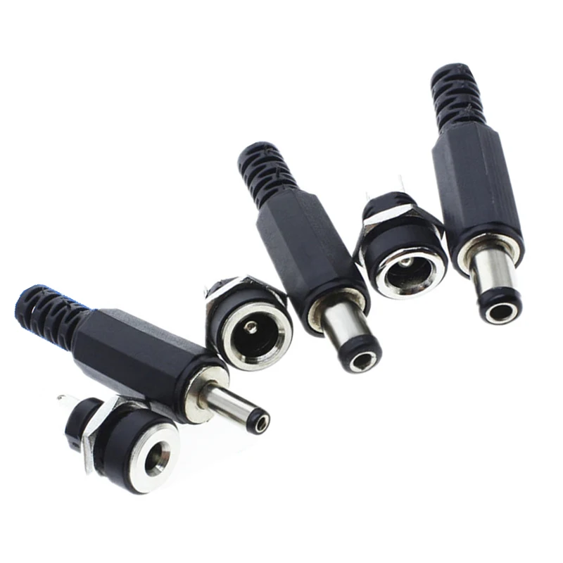 5Pair DC Power Socket Female Jack 3A 12V 5.5x2.1mm Male Plugs 5.5*2.5MM Panel Mount DC Power Plug DC Female Jack Connector