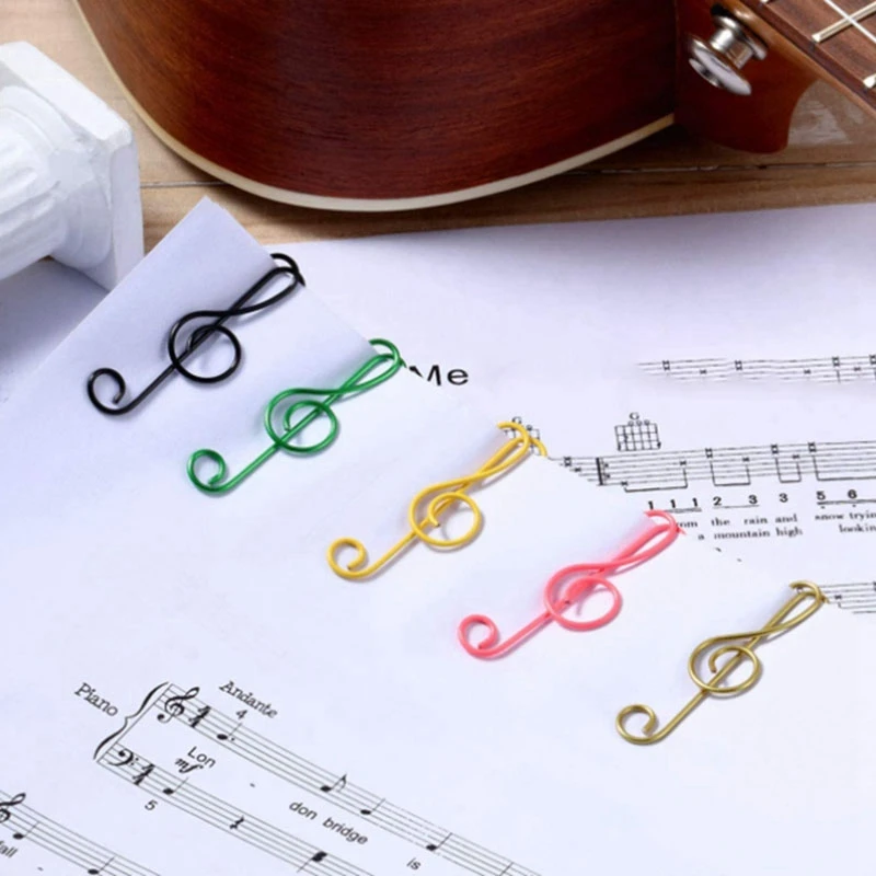 Quality 100 Pieces Music Paper Clips 6 Colors, Metal Paper Clips Musical Notes Clips Music Office Accessories For Desk Bookmark