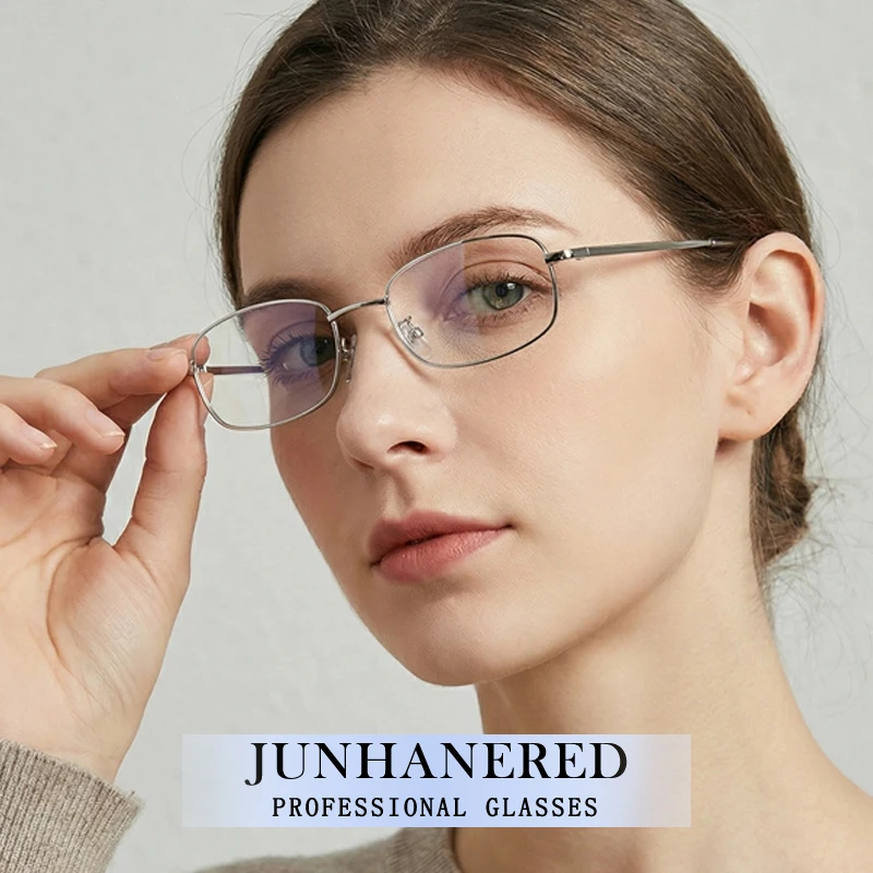 

Fashion Prescription Custom Astigmatism Optical Eyeglass Retro Square Fine Narrow Frame Photochromic Anti Blue Ray Women Glasses