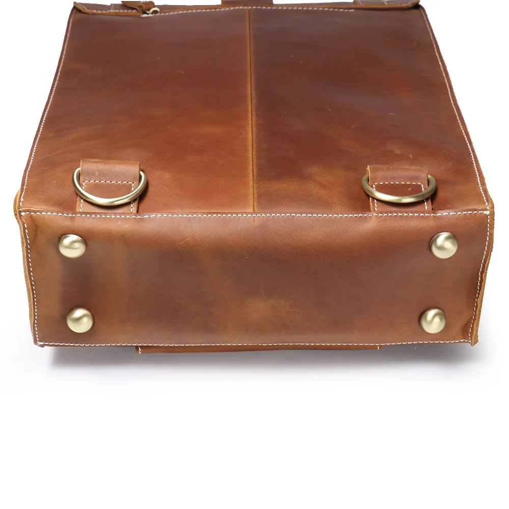 Vintage Crazy Horse Leather Backpack Men's Retro Travel Business Duffle Bag Multi-Functional Anti-Theft Spacious Laptop