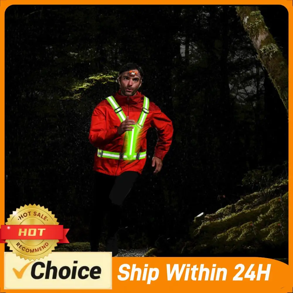 

Светодиодный жилет для бега с USB-зарядкой, светоотражающая защитная куртка, регулируемая одежда для ночного бега и езды на велосипеде, эластичная лента с высокой видимостью