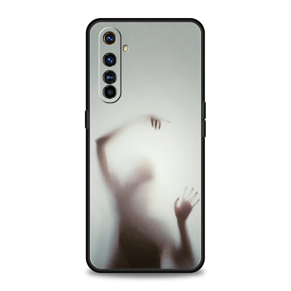Weiches TPU für Realme 13 12 11 10 Pro Plus GT2 GT3 GT5 C67 C63 C55 C21 C25 C35 Pro stoßfeste Handyhülle Frau Silhouetten Schwarz