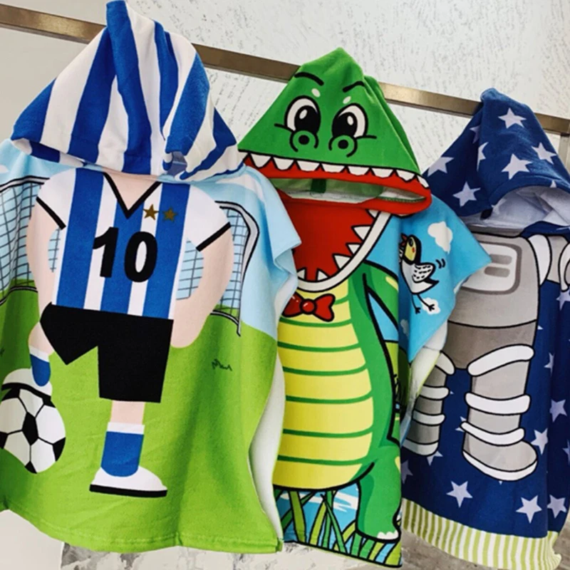 Kids Beach Towel For Boys Girls Mermaid Hooded Bath Towel Wrap Ultra-Fiber Baby Swimming Absorbent Quick-Dry Blanket Bathrobe