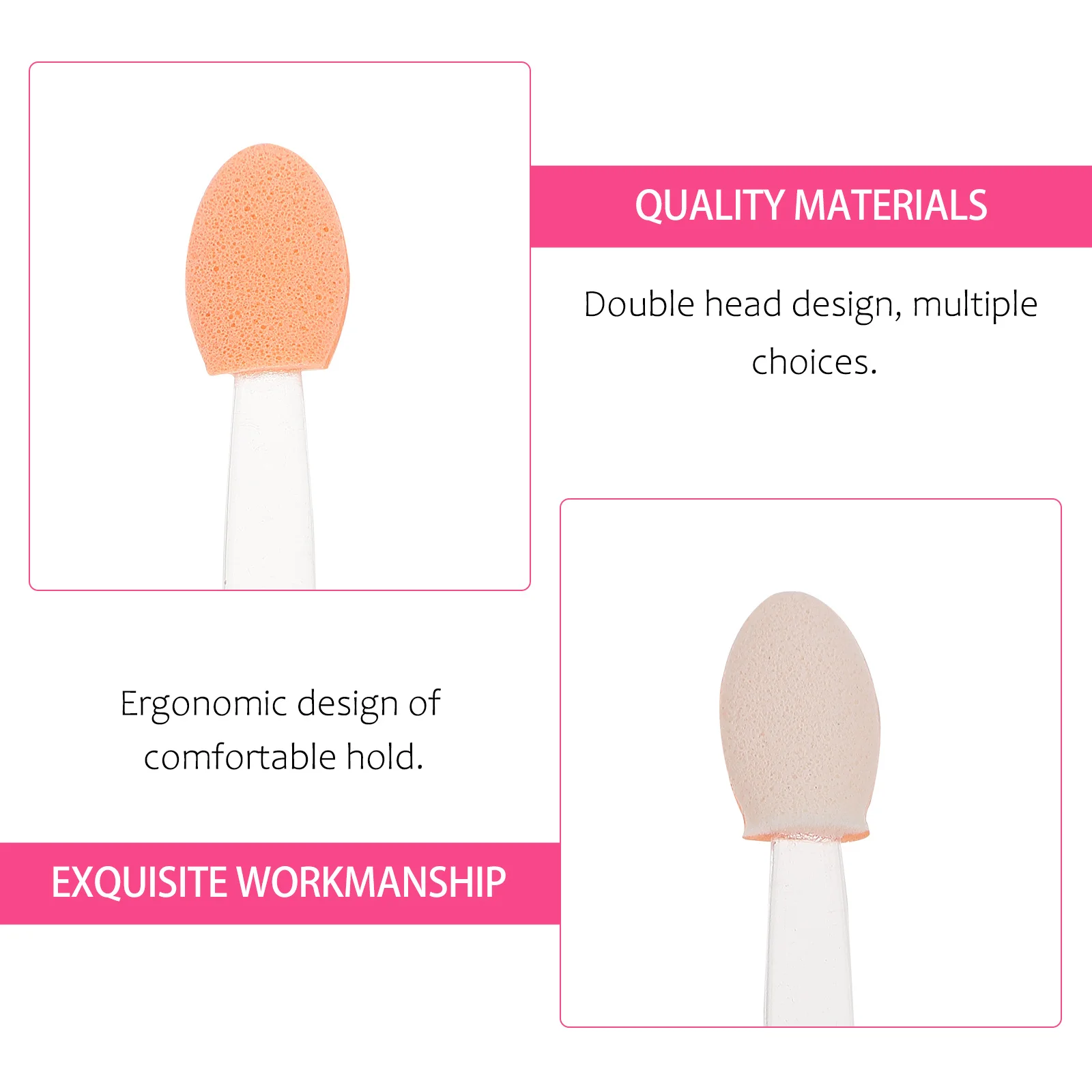 

100Pcs Disposable Double-Headed Eyeshadow Brushes Oval Latex Sponge Tips Soft Handle Eyemakeup Tool Dual-Sided
