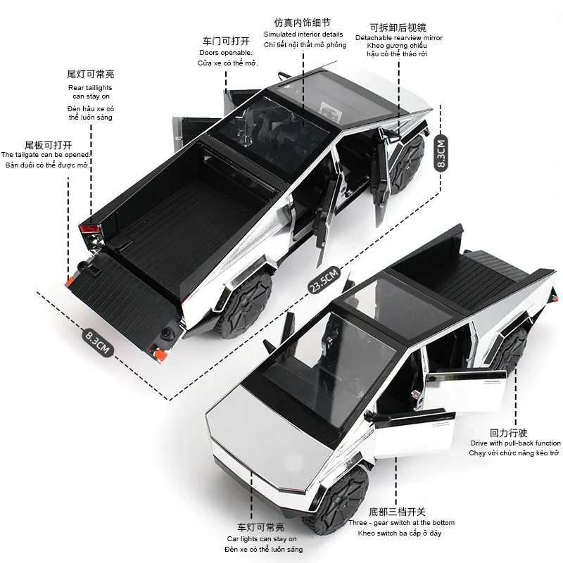 Versão galvanizada de captação do veículo off-road, som e luz, modelo de brinquedo pull-back, ornamento