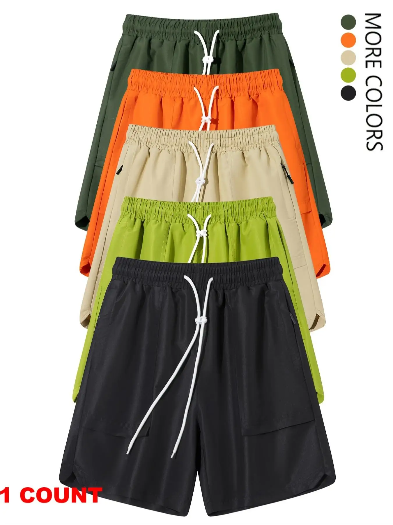 

Men's Plain Regular Style Cargo Shorts with Adjustable Drawstrings and Zipper Pockets, Casual Shorts, Available in Multiple Colors, Suitable for Summer Basketball and Beach Vacation, Daily Travel, Fitness and Sports, Etc