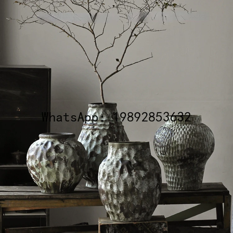 

Ceramic Vase Chinese Retro Coarse Pottery Porcelain Bottle Floral Arrangement Accessories Flower Vase Home Decoration