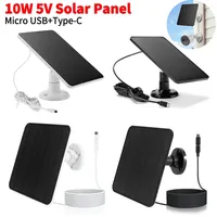 10W 5V Solar Panel Micro USB & USB-C Port Power Supply 360°Adjustable Mounting for Security Camera for Eufycam 3/3C/2/2C/2 Pro