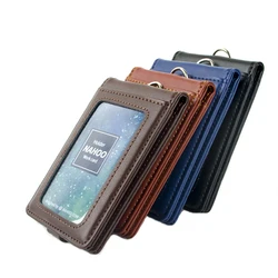 New Nahoo Vertical Style ID Genuine Leather Badge Holder Business Case Card Holders Name Tag Id Card Lanyard Retractable Lanyard
