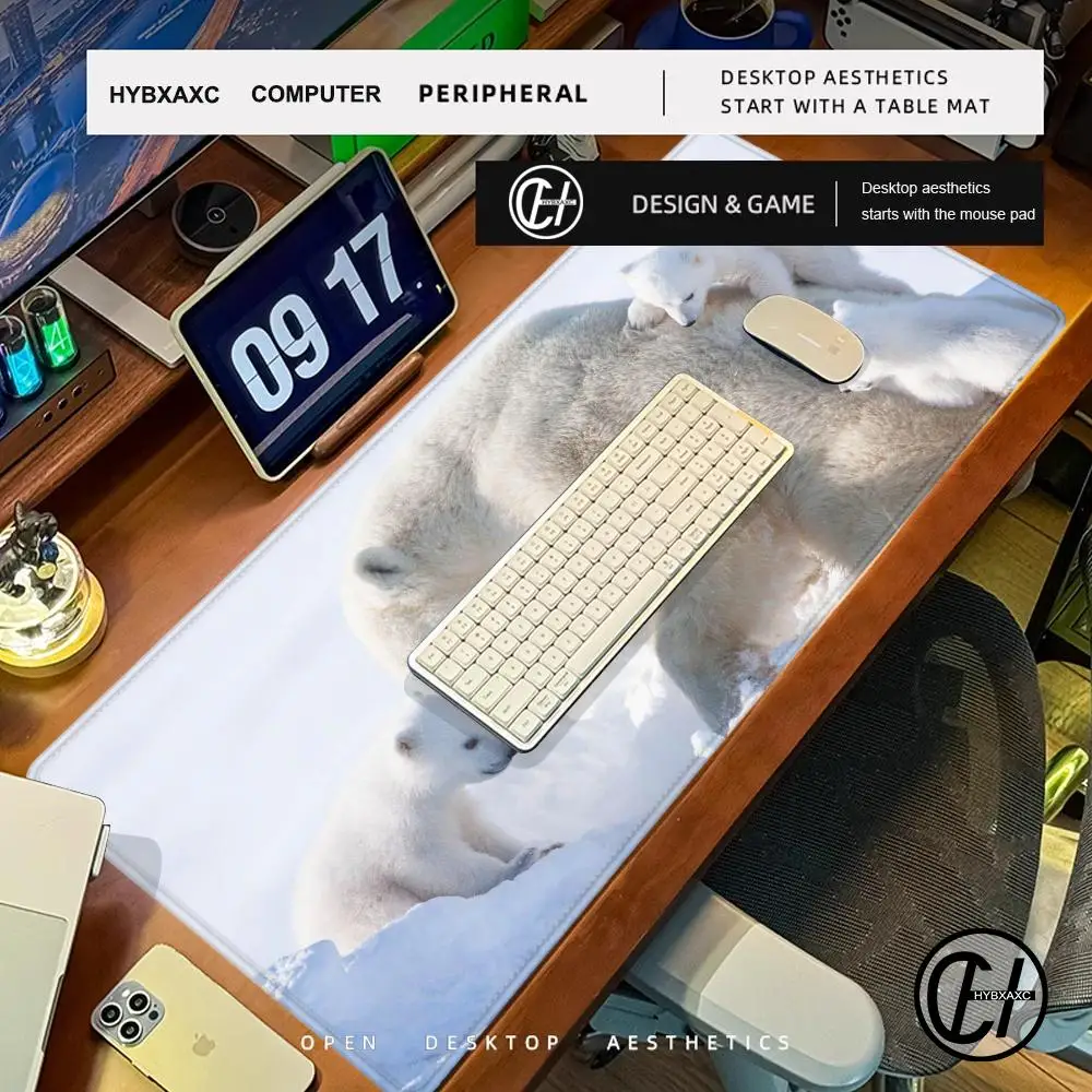 Arctic polar bear Mouse Pad Cute HD Desk Pad Extended Gaming Keyboard Mats Large 100x50cm XXL Gamer Mousepad