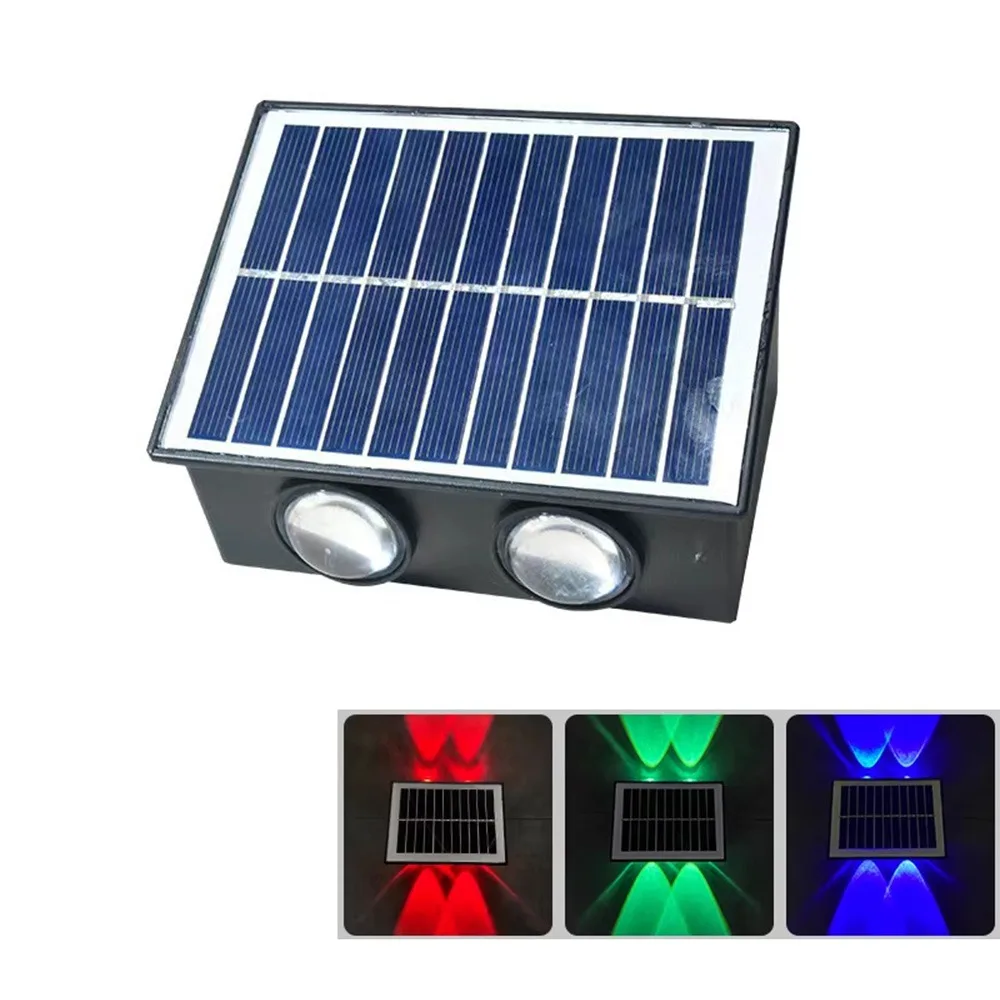 IP65 Waterproof Solar Wall Lamp Up and Down Warm/White/RGB Lights 4/6/8 LED Solar Light Easy To Install Wall-mounted